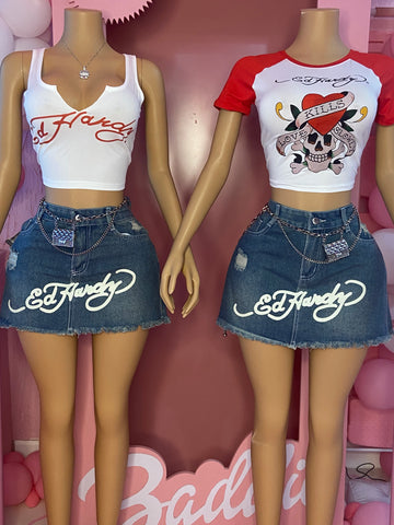 2 Piece Sleeveless Ed Hardy Skirt Set