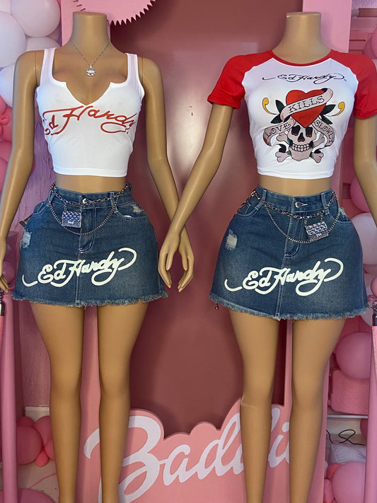 2 Piece Red Short Sleeve Ed Hardy Set