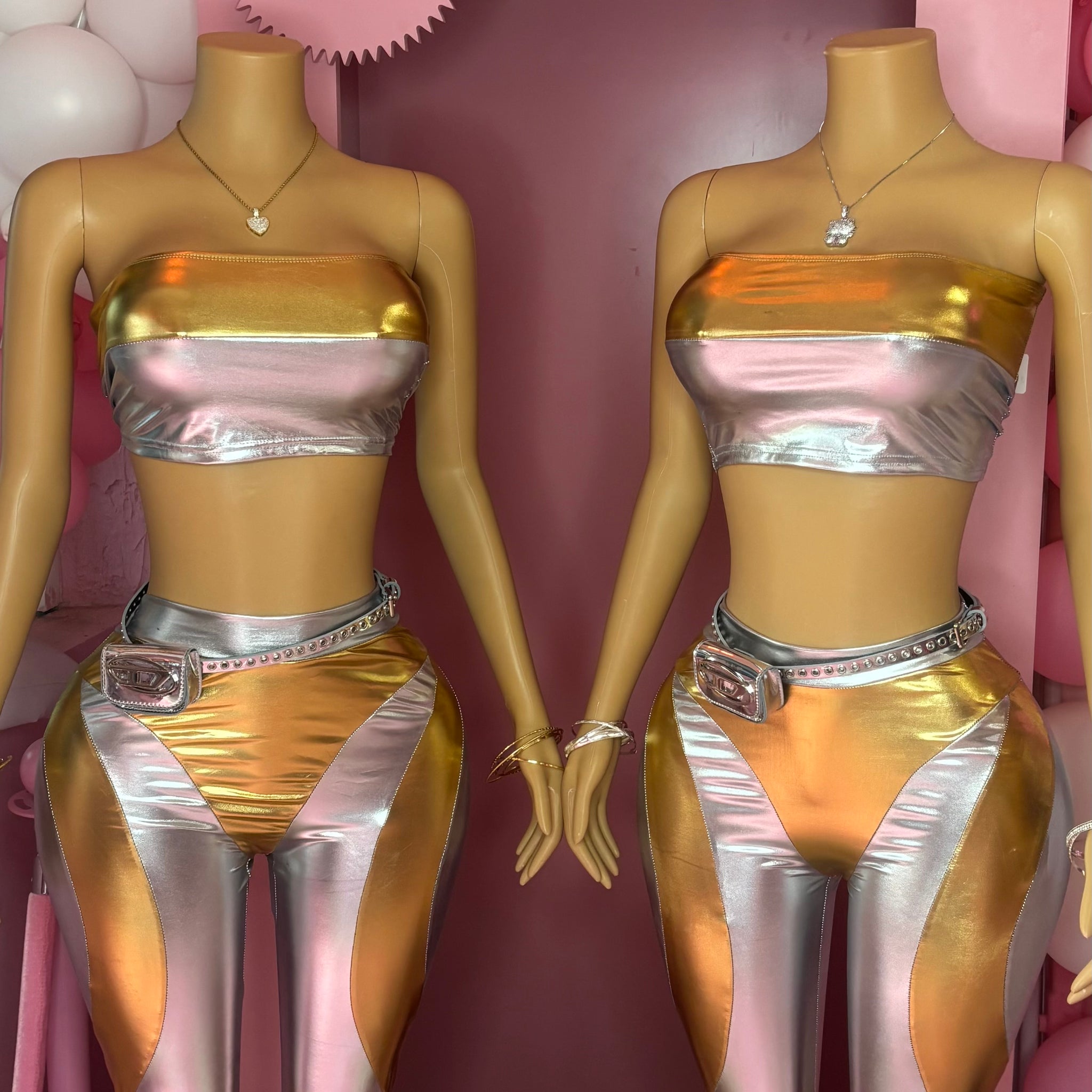 2 piece tube top silver/gold