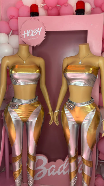 2 piece tube top silver/gold