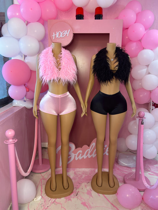 2 Piece Fur Shorts Set