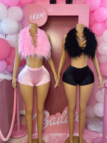 2 Piece Fur Shorts Set