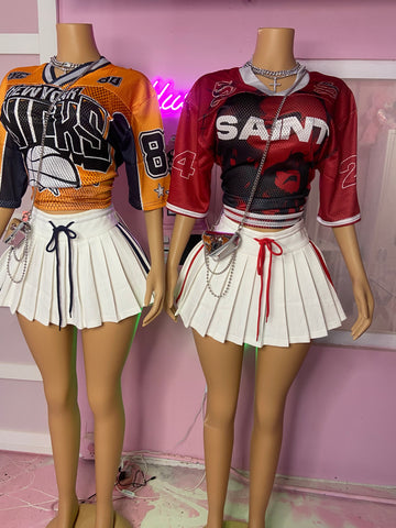 Jersey Tennis Skirt Set (Orange)
